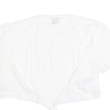 CALVIN KLEIN Womens White Tie Front Cropped Top Short Sleeve Crew Neck L