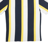KARL KANI Mens Navy White & Yellow Stripe Graphic T-Shirt S Short Sleeve Crew