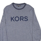 MICHAEL KORS Mens Blue Plain Cotton Blend Crew Neck Basic Knit Jumper M