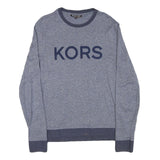 MICHAEL KORS Mens Blue Plain Cotton Blend Crew Neck Basic Knit Jumper M