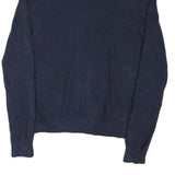 TOMMY HILFIGER Mens Blue Plain Cotton Blend Jumper Crew Neck Basic Knit L