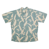 COOKE STREET Mens Green & Cream Printed Cotton Shirt L Summer Tropical Leaf