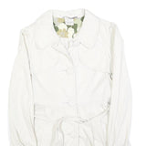 ZARA Womens White Cotton Blend Button Jacket S Plain Lightweight Stylish
