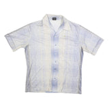 JOEL Mens Blue & Cream Short Sleeve Polyester Blend Shirt L Summer Casual