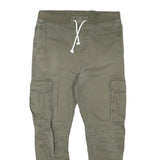 H&M Mens Cotton Blend Green Slim Cargo Trousers W30 L25 Casual Drawstring