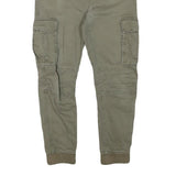 H&M Mens Cotton Blend Green Slim Cargo Trousers W30 L25 Casual Drawstring