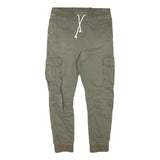 H&M Mens Cotton Blend Green Slim Cargo Trousers W30 L25 Casual Drawstring