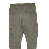 H&M Mens Cotton Blend Green Slim Cargo Trousers W30 L25 Casual Drawstring