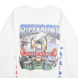 HANES Mens White NFL Super Bowl LLI Crew Neck M Cotton Blend Sweatshirt