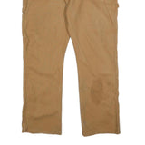 DICKIES Mens Cotton Blend Beige Regular Straight Trousers W42 L32 Workwear Zip
