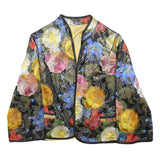 Womens Black Floral Plain Jacket S Polyester Blend Regular Fit No Hood
