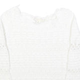 TED BAKER Womens White Plain Jumper Round Neck Basic Knit M Elegant Knitwear