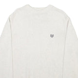 CHAPS Mens White Crew Neck Plain Basic Knit Jumper L Cotton Blend Casual Comfort