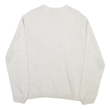 CHAPS Mens White Crew Neck Plain Basic Knit Jumper L Cotton Blend Casual Comfort