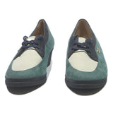 HASSIA CLASSICS Womens Lace-Up Leather Wedge Boots Green Navy Cream UK 5.5