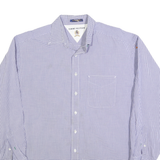 TOMMY HILFIGER Mens Blue & White Check Shirt 2XL Cotton Blend Long Sleeve Button