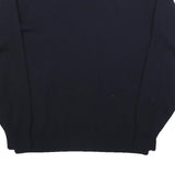 Mens Navy Blue Plain Crew Neck Jumper L Shoulder Elbow Patch Regular Fit