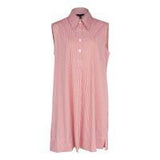 Italian Cotton Red Stripe Sleeveless Dress – Elegant Summer Dress