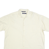 NAUTICA Mens Cream Plain XL Cotton Blend Casual Short Sleeve Shirt Classic Fit