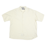 NAUTICA Mens Cream Plain XL Cotton Blend Casual Short Sleeve Shirt Classic Fit