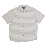 CARHARTT Mens Beige & White Striped Casual Button Down Shirt L Cotton Relaxed