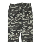 Mens Lined Cotton Blend Grey Camouflage Regular Fit Cargo Trousers W32 L28