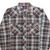 WRANGLER Mens Black & Red Plaid Western Shirt M Button Front Cotton Blend