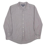 TOMMY HILFIGER Mens Grey Pinstripe Shirt 2XL Classic Long Sleeve Button