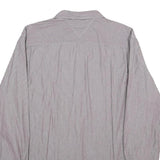 TOMMY HILFIGER Mens Grey Pinstripe Shirt 2XL Classic Long Sleeve Button