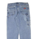 DICKIES Mens Jeans Blue Regular Straight Denim Light W40 L32 Workwear Zip