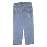 DICKIES Mens Jeans Blue Regular Straight Denim Light W40 L32 Workwear Zip