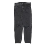 LEVI'S Womens Regular Fit Black Denim Ripped Button Closure W27 L27 Skinny Jeans