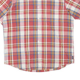 CHAPS Mens Red & White Plaid Shirt L Button-Down Collar Cotton Blend Casual