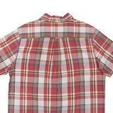 CHAPS Mens Red & White Plaid Shirt L Button-Down Collar Cotton Blend Casual