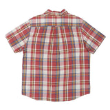 CHAPS Mens Red & White Plaid Shirt L Button-Down Collar Cotton Blend Casual