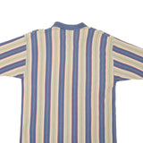 GULF TRADERS Mens Blue & Beige Striped Short Sleeve Polo Shirt L Cotton Blend