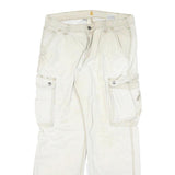 CARHARTT Mens Relaxed White Cargo Cotton Blend Trousers W34 L32 Workwear Zip