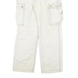 CARHARTT Mens Relaxed White Cargo Cotton Blend Trousers W34 L32 Workwear Zip