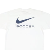 NIKE Mens White & Blue Success Soccer Camp Graphic T-Shirt S Short Sleeve Crew