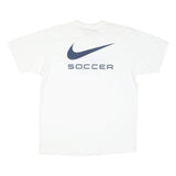 NIKE Mens White & Blue Success Soccer Camp Graphic T-Shirt S Short Sleeve Crew