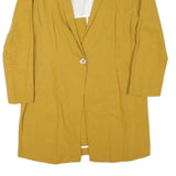 ZARA Womens Mustard Yellow Tailored Jacket M Linen Blend Button Closure Classic