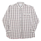 DAMINGO Mens Grey & Maroon Check Shirt XL Cotton Blend Long Sleeve Button