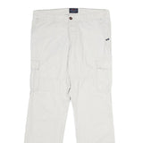 NEWPORT Mens Cotton White Regular Cargo Trousers W36 L34 Casual Zip Closure