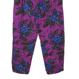 Womens Purple Relaxed Floral Trousers W27 L26 Polyester Blend Casual Comfortable