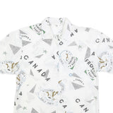 CHARLES VOGELE Womens White Canada Print Shirt S Cotton Blend Casual Short