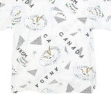CHARLES VOGELE Womens White Canada Print Shirt S Cotton Blend Casual Short