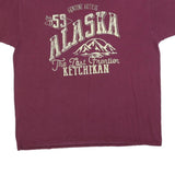 MV SPORT Womens Maroon Alaska Graphic T-Shirt XL Short Sleeve Crew Neck Cotton