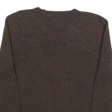 POLO RALPH LAUREN Mens Brown Wool Plain V-Neck Basic Knit Jumper M Classic