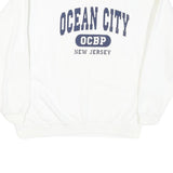 Mens White Sweatshirt Ocean City OCBP New Jersey Crew Neck L Cotton Blend Casual