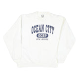 Mens White Sweatshirt Ocean City OCBP New Jersey Crew Neck L Cotton Blend Casual
